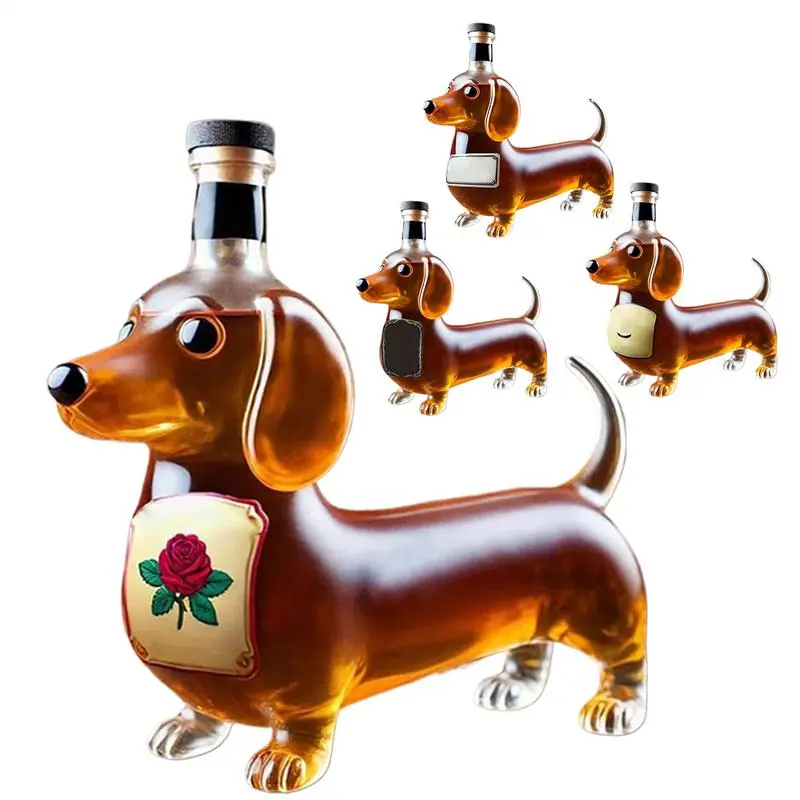 Whiskey Bottles Glass Dachshunds Statue Wine Bottles Funny Playful Liquor Flask Safe Glassware Wine Glass Bottle Crystal Cup