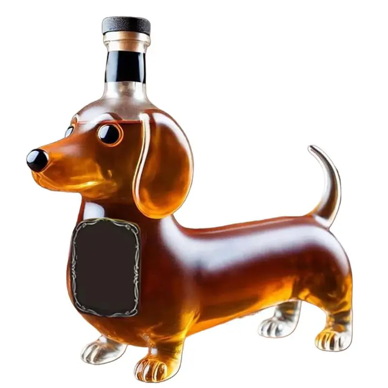 Whiskey Bottles Glass Dachshunds Statue Wine Bottles Funny Playful Liquor Flask Safe Glassware Wine Glass Bottle Crystal Cup