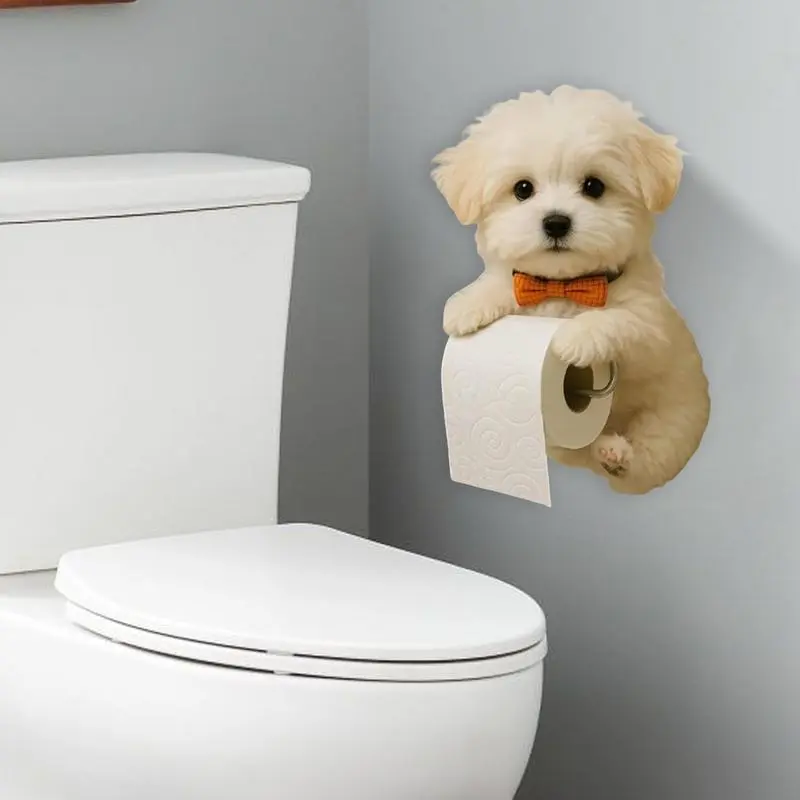 Toilet Paper Holder Animal Paper Towel Holder Space-Saving Decorative Dog Shape Creative Rack For Kitchen Small Spaces Farmhouse