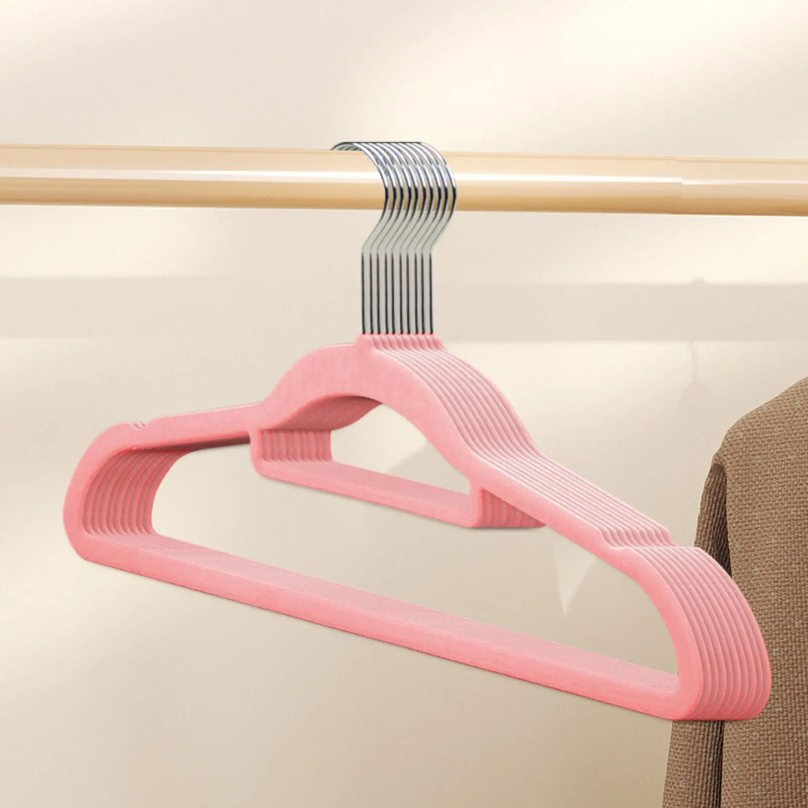 Thin Clothes Hangers 10 Pieces Flocking Thin Clothing Hangers Traceless Compact Organizer For Wardrobe Laundry Closet Home