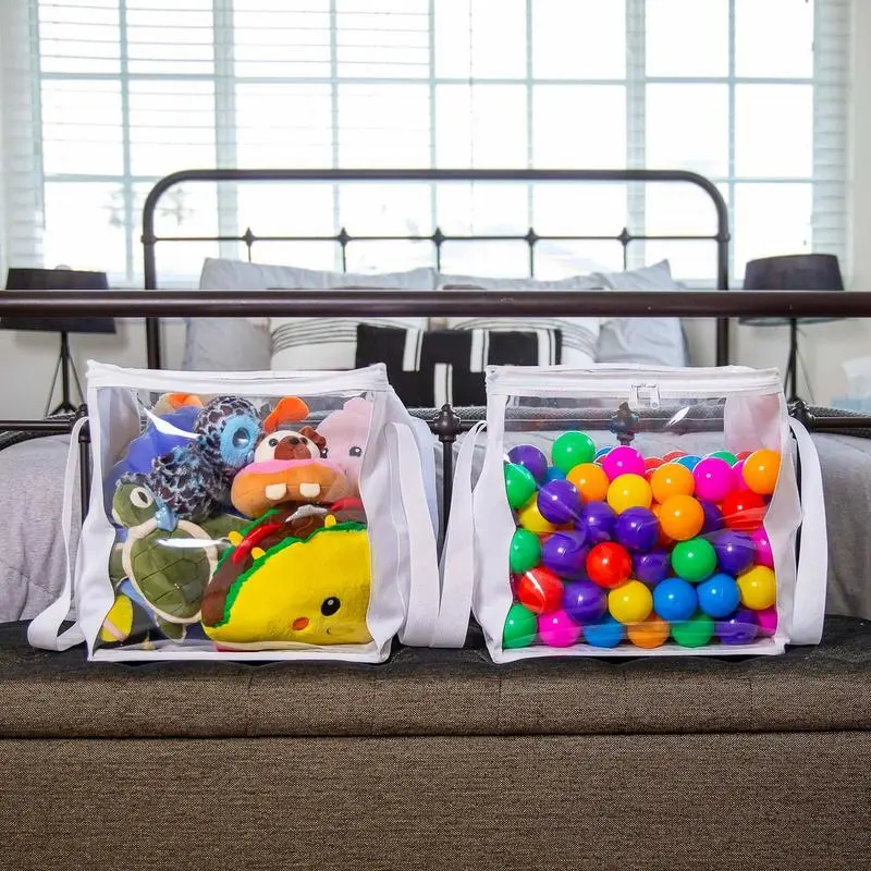 Toy Organizer Bags 2 Pieces Board Game Storage With Zipper Clear Storage Bags Waterproof Kids Toy Storage Organizer Bags for
