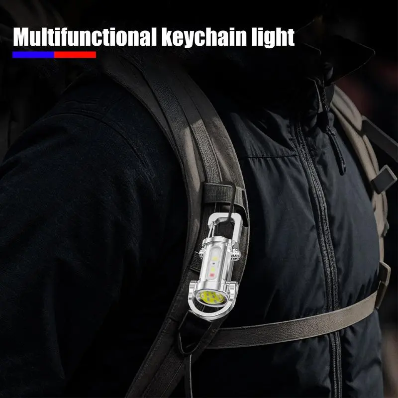 Small Keychain Flashlight Key Chain Light USB Rechargeable Outdoor Sports Bright Lamp Waterproof With Flashing Mode For Family