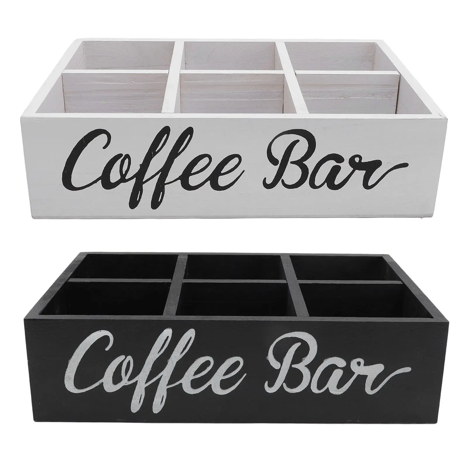 Coffee Station Storage Box Decorative Divider Wooden Multifunctional Coffee Station Organizer Smooth for Countertop