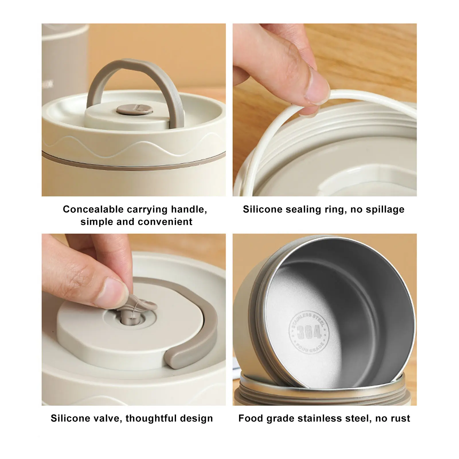 Thermal  Box 304 Stainless Steel Safe Portable Multifunction Round Insulated Food Container with Thermal Bag for Work