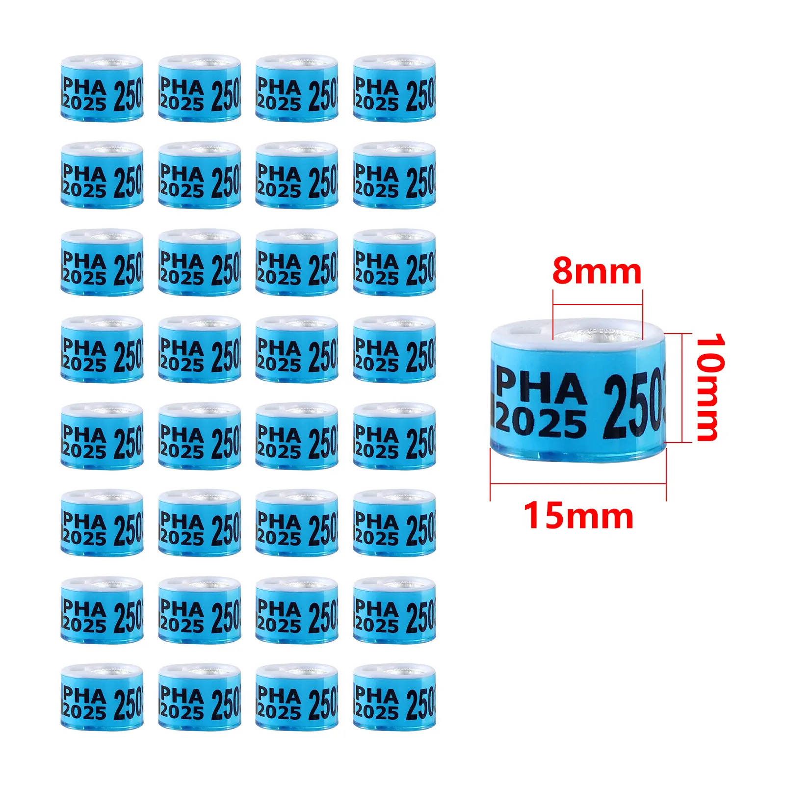 PHA 2025 + Flag Pigeon Foot Ring ID 8mm Quality Durable Bird Foot Ring Racing Pigeon Outdoor Training Bird Accessories 12 Pcs