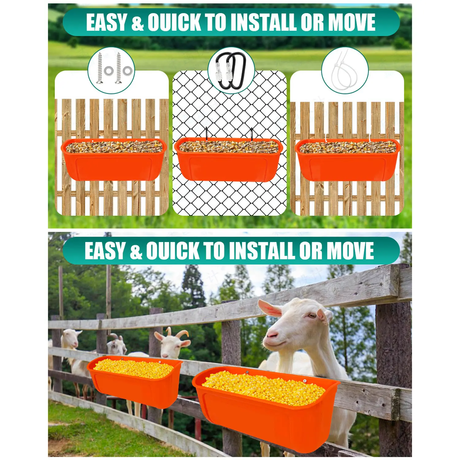 1Pc Large Hanging Chicken Feeder Large Capacity for Farm Poultry Ducks Geese Geese Goat Automatic Feeding Drinking Trough
