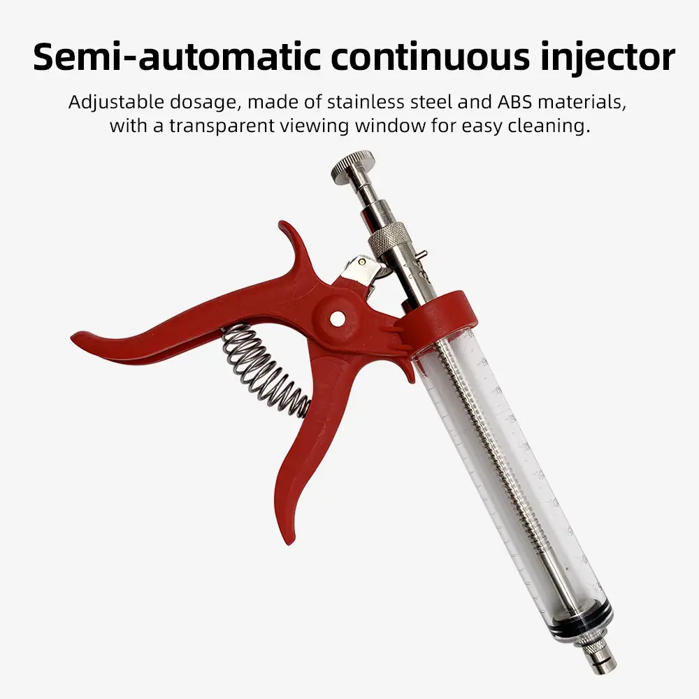 1 Pc Animal 50ml Continuous Injection Syringe Revolver Plastic Handle Veterinary Automatic Vaccination Gun for Cow Pig Sheep