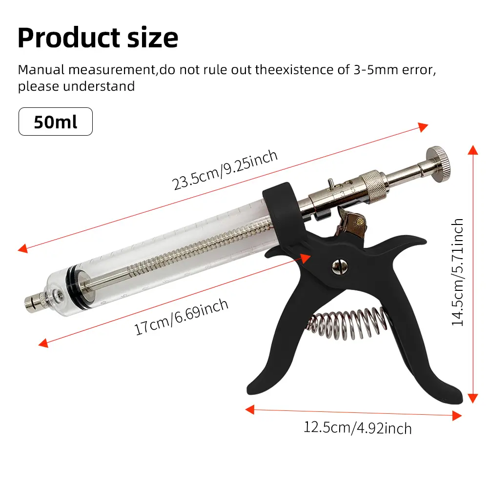1 Pc Animal 50ml Continuous Injection Syringe Revolver Plastic Handle Veterinary Automatic Vaccination Gun for Cow Pig Sheep