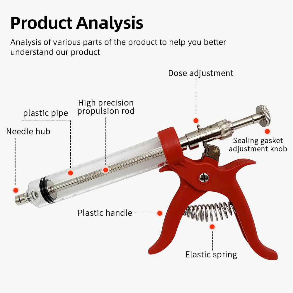 1 Pc Animal 50ml Continuous Injection Syringe Revolver Plastic Handle Veterinary Automatic Vaccination Gun for Cow Pig Sheep