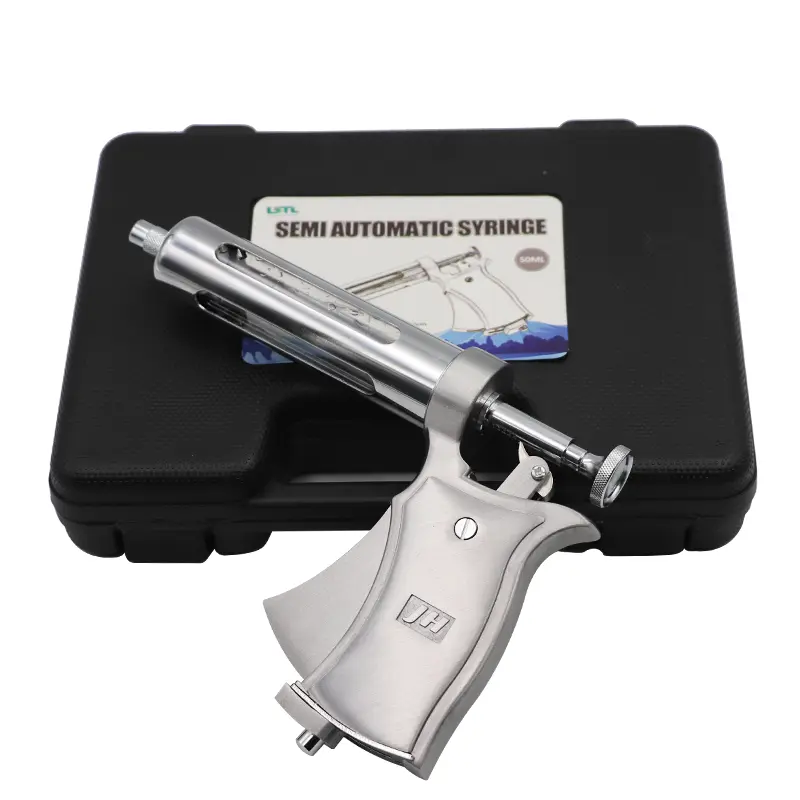 50ml Adjustable Continuous Syringe Gun Semi Automatic Metal Animals Vaccine Njector Tools for Horse Sheep Cattle Pig Injection