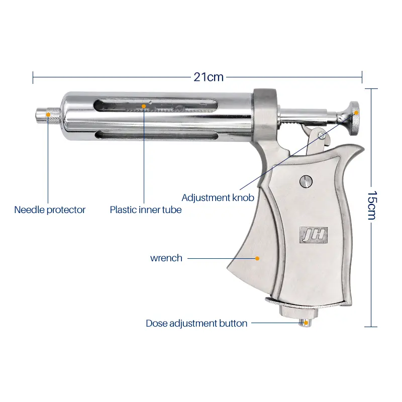 50ml Adjustable Continuous Syringe Gun Semi Automatic Metal Animals Vaccine Njector Tools for Horse Sheep Cattle Pig Injection