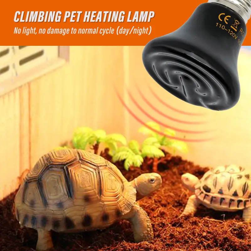 Pet Heating Lamp Lizard Tortoise Spider E27 Far Infrared Ceramic Reptiles Heater Warmer Light Bulb Brooder 25W50W75W100W 60Mm