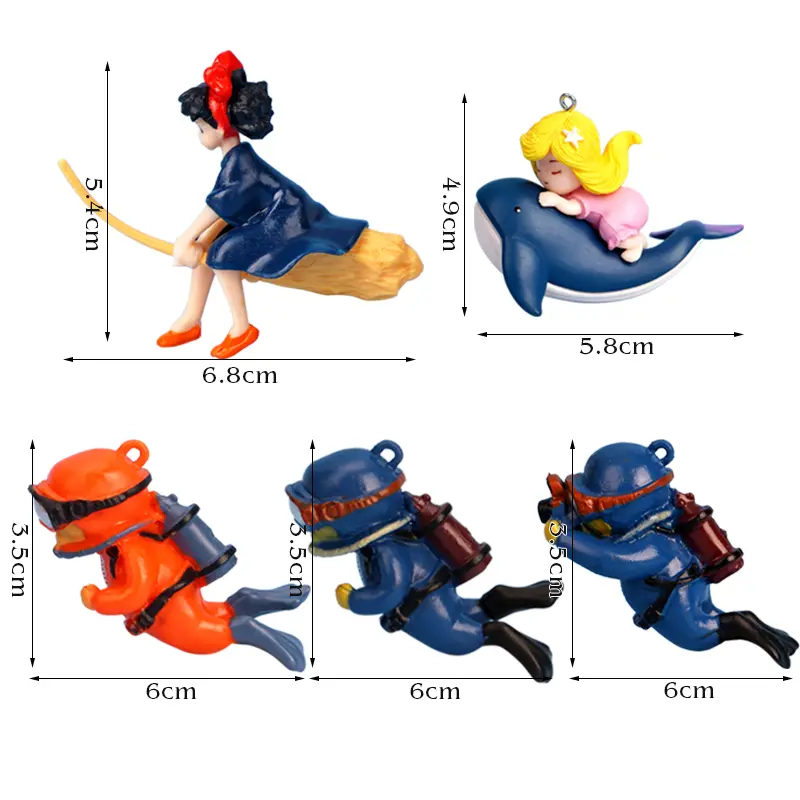 Aquarium Fish Tank Decorations Cartoon Floating Little Witch Miniature Model for Fish Tank Accessories Innovative Aquarium Decor