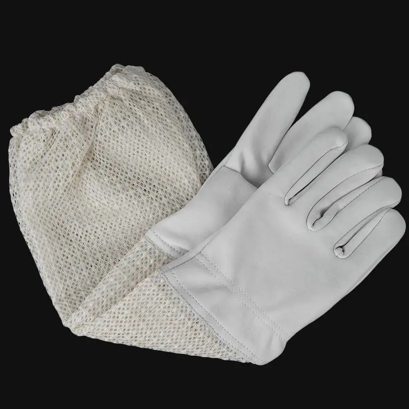 New Mesh Beekeeping Gloves Long Sleeved Gloves Preventing Bee Bites Three-Layer Net Ventilation Lightweight Breathable Gloves