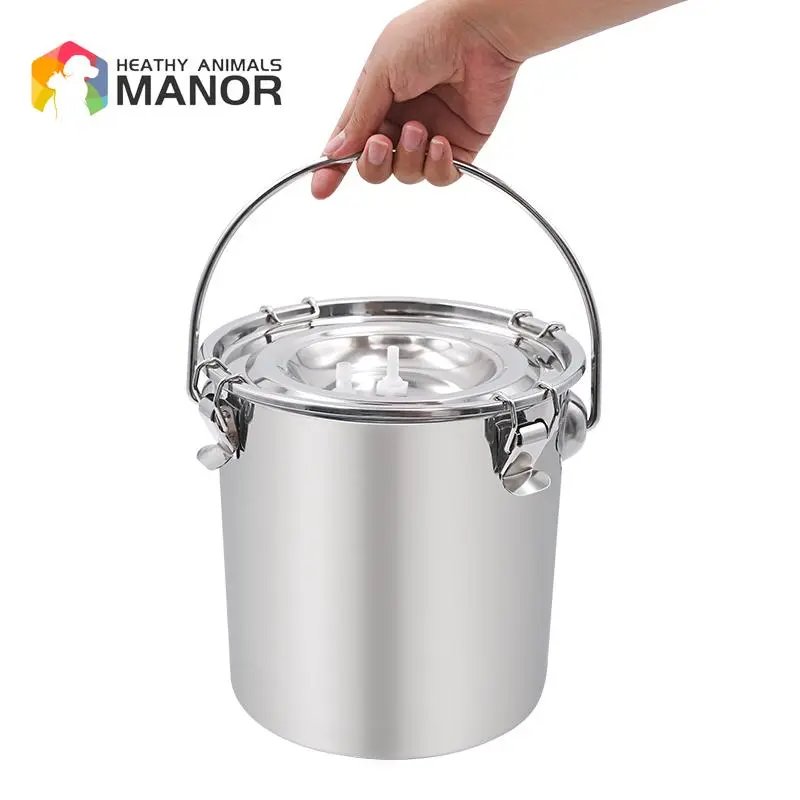 5/10L Stainless Steel Cow Milk Bucket Farm Cows Goats Vacuum Pump Bucket Pasture Cow Sheep Electric Milking Machine Accessories
