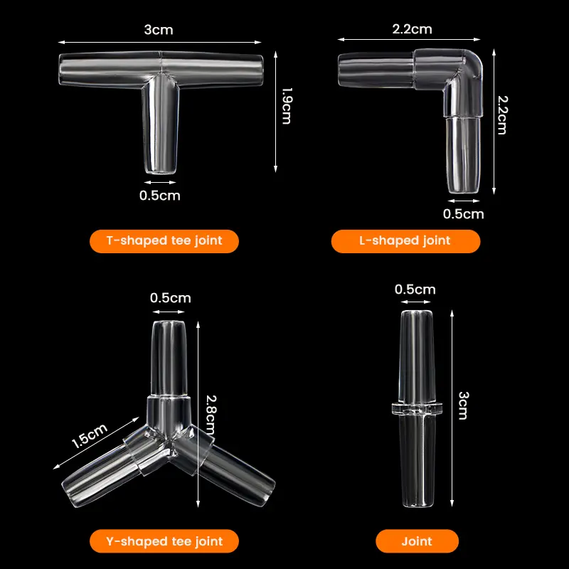 10Pcs Aquarium Airline Tubing Connectors Fish Tank Transparent Air Tube Adapters for 4mm Inner Diameter Air Line Hose
