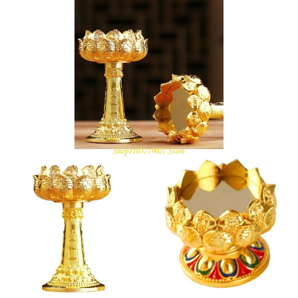 C4DF Lotuss Desk Advents Holder Butter Ghee Lamp Candlestick Holder