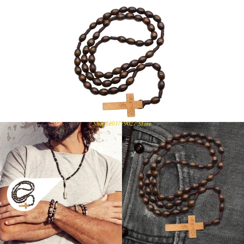 C4DF Spiritual Natural Prayer Beads with Crosses for Collectors and Believers
