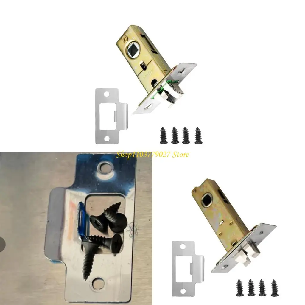 C4DF Sturdy Metal Fork Tubulars Mortice Latches Metal Finish Convenient Accessory for Bathroom and Bedroom Door Installion