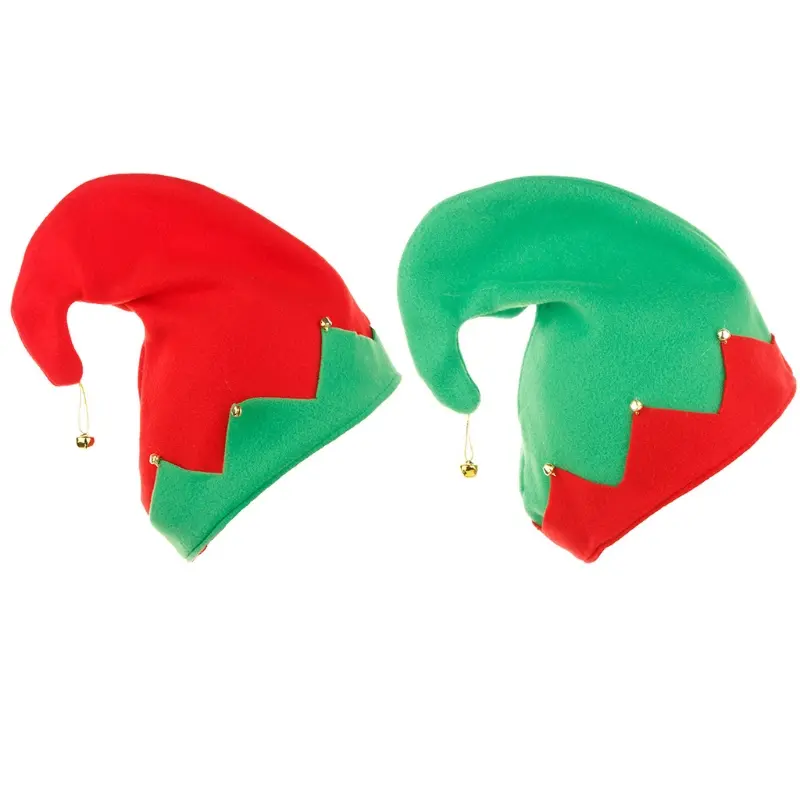 Y1UB Elf Hats with on the Curled Top Caps in Contrast Colors for Xmas