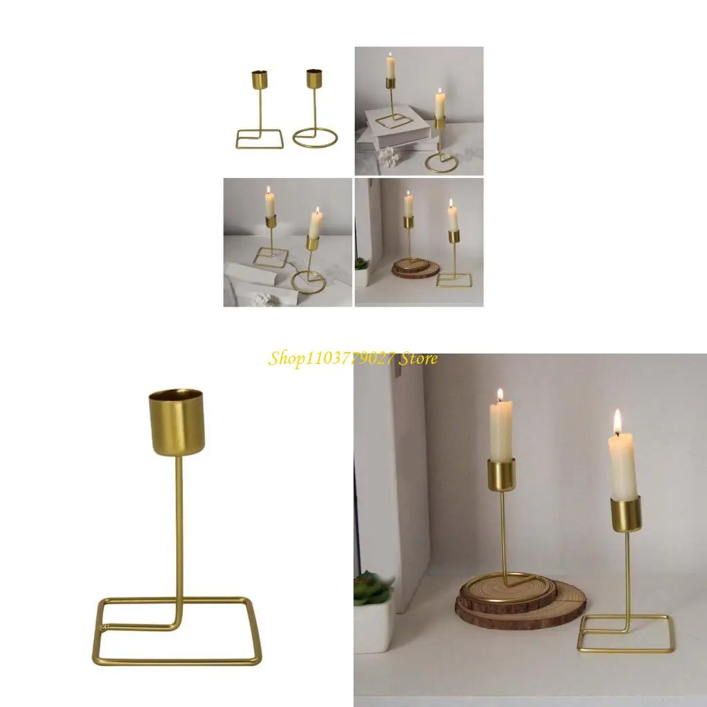 C4DF Table Centerpieces Metal Holder Stand Decorative Golden Taper Candlestick for Romantics Wedding and Home Decors