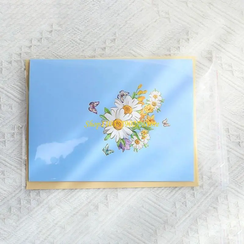 C4DF Unique 3D Birthday Card with Colorful Butterflies and Flowers Handmade Greeting Card with Envelope Anniversary Gift