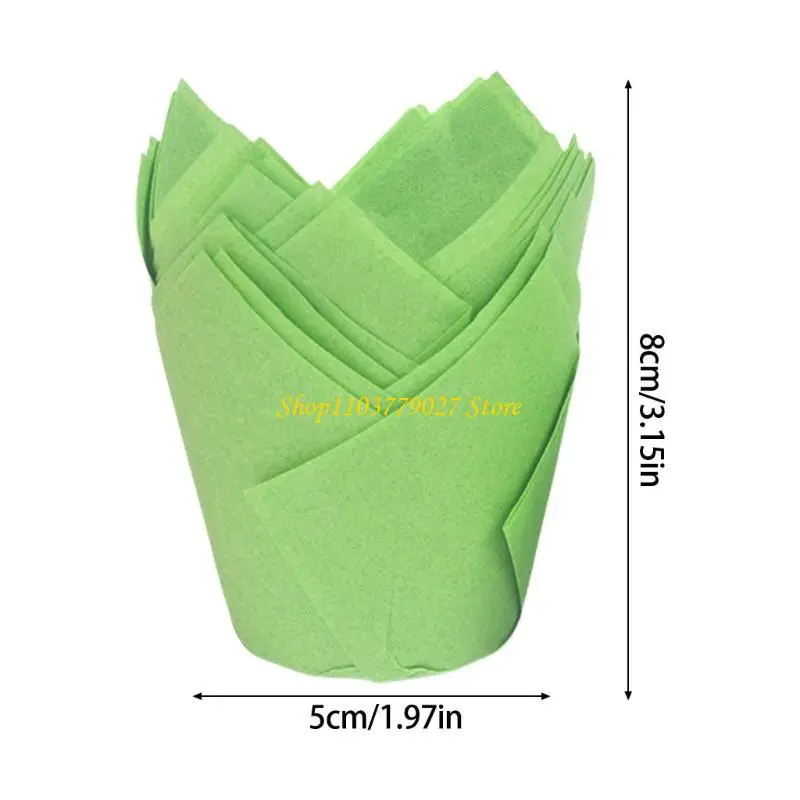 C4DF 50Pcs Tulips Muffin Cups Unique Cupcake Cases For Birthdays And Holiday Baking