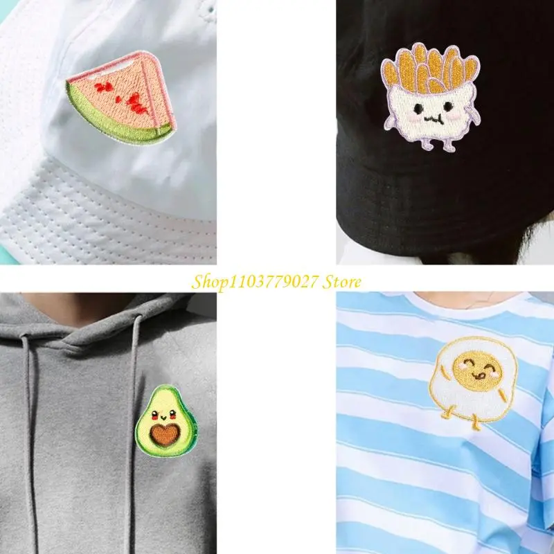 C4DF 6 Pcs Peach Sewing Patches Avocado Embroidered Patches Iron On/Sew on Patches