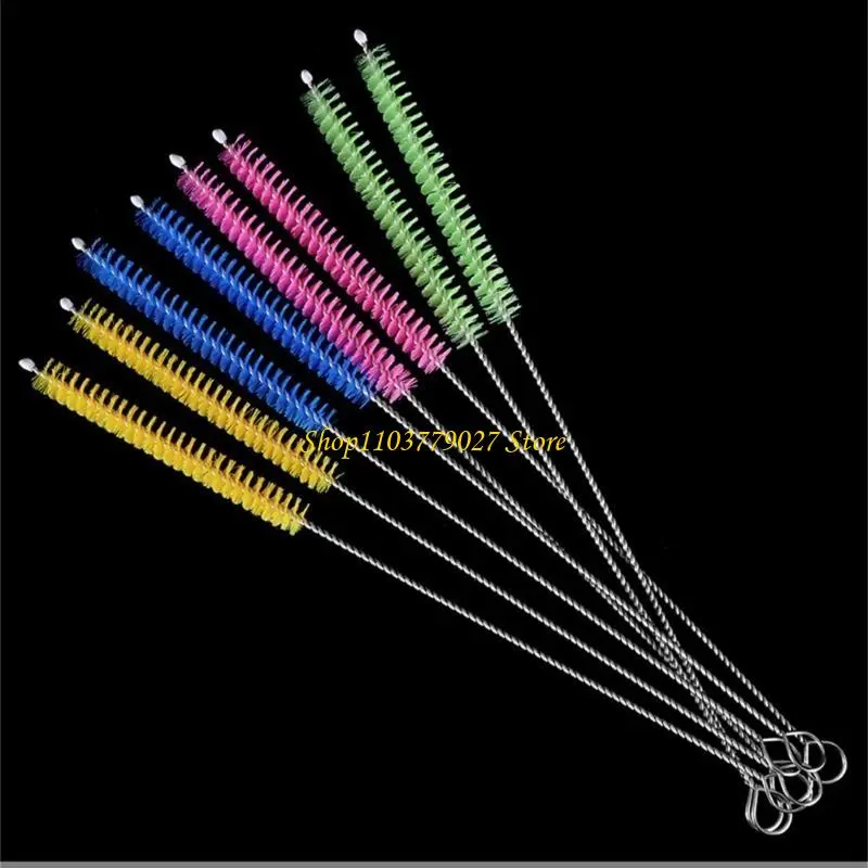 C4DF Set Of 10 Reusable Straw Brush Straw Cleaners With Steel Handle Cleaner