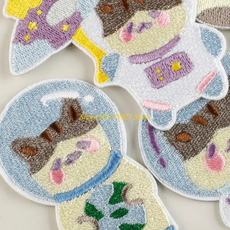 C4DF 5 Pcs Astronaut Embroidered Patches Iron On Patches Sew on Applique Patches