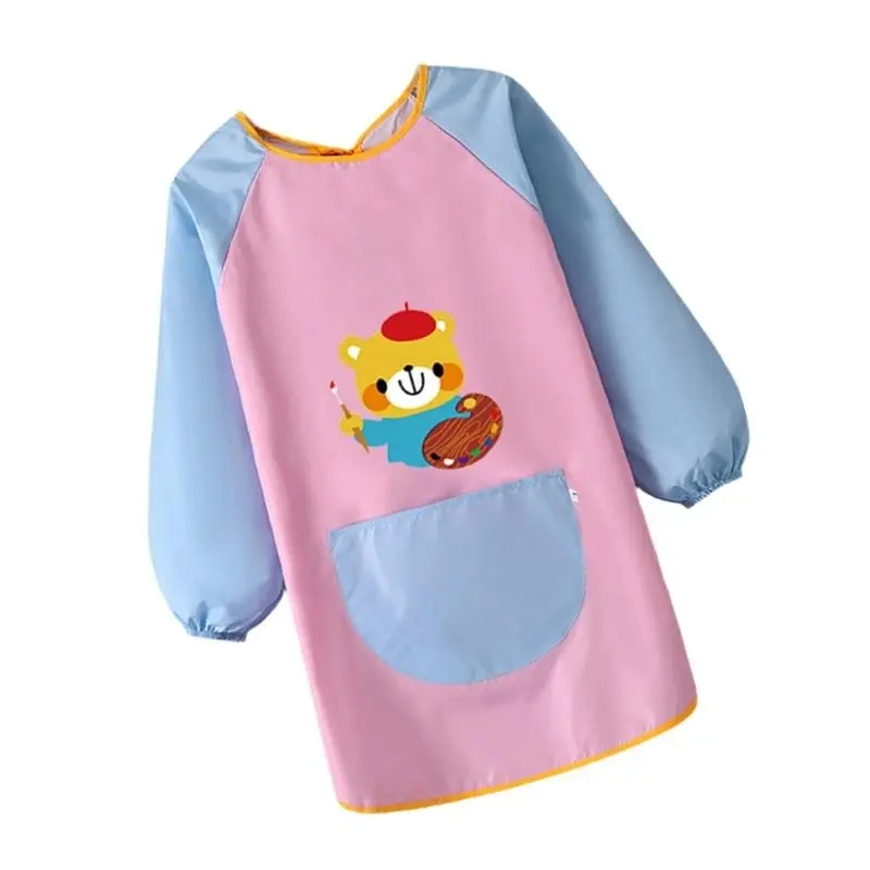 C4DF Baby Bib Waterproof Baby Feeding Smock Kids Painting Apron Coat Easy to Clean