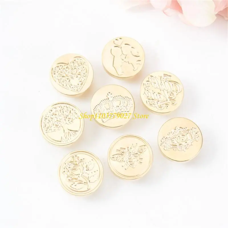C4DF Retro Wax Seal Stamp for Photo Decorations Brass Head Flower Sealing Waxed Stamp