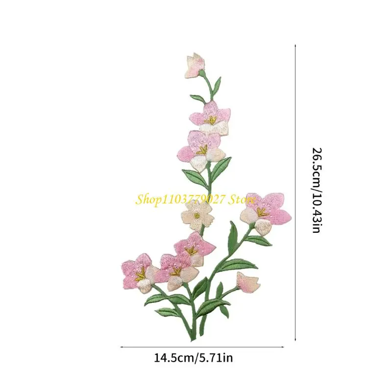 C4DF 5Pcs Embroidered Flower Fabric Patches Flower Embroidery Applique Iron/Sew on Flower Patches for Dress Jeans Jackets