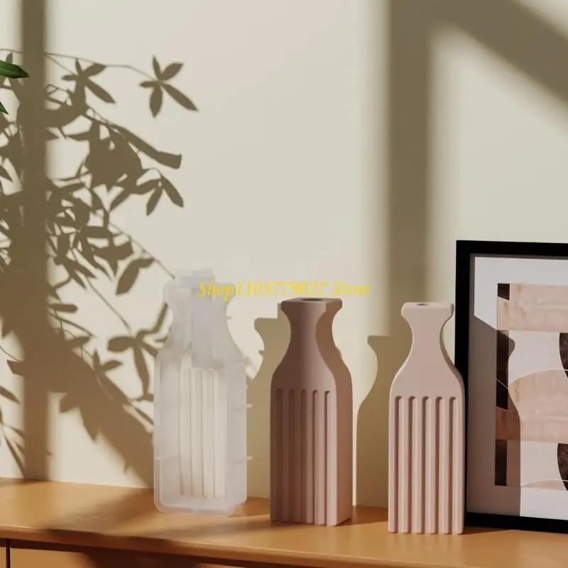 C4DF Striped Silicone Vase Molds Epoxy Resin Silicone Molds Flower Vase Silicone Molds for Flower Vase Home Decoration