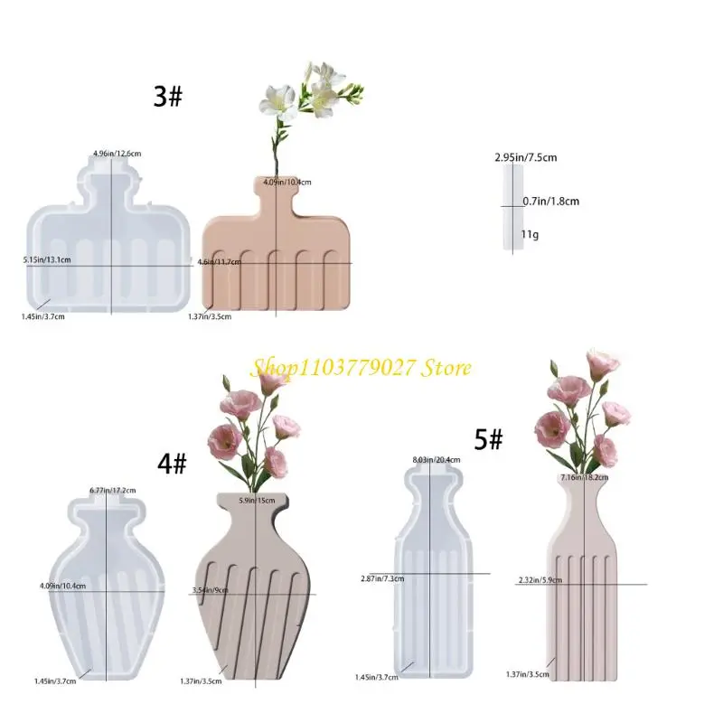 C4DF Striped Silicone Vase Molds Epoxy Resin Silicone Molds Flower Vase Silicone Molds for Flower Vase Home Decoration