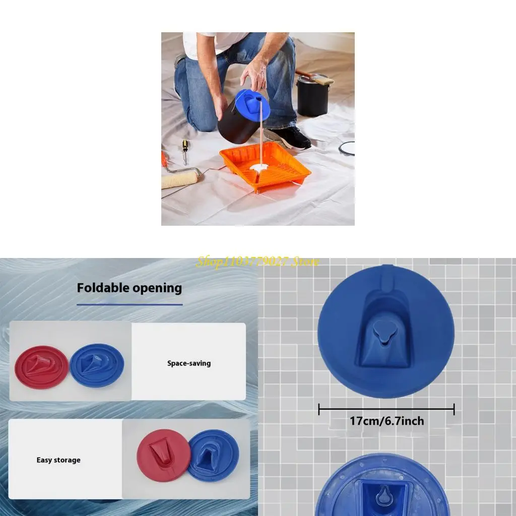 C4DF Sealed Paint Can Lid Dustproof Paint Can Lid with Folding Pour Spout Paints Bucket Cover Pouring Tool Easy to Use