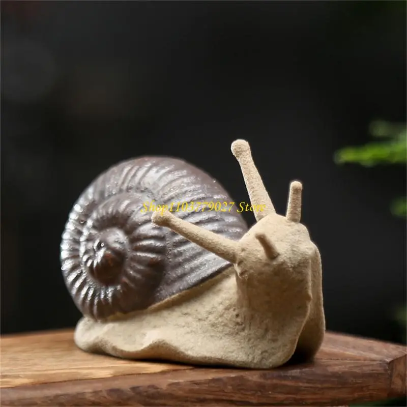 C4DF Coarse Pottery Snail Miniature Figurine Ceramics Crafts Home Desktop Ornament Fairys Garden Bonsais Plant Decoration