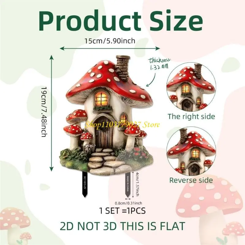 C4DF Enchanting Forest Mushroom House Garden Stake Embellishments Set Suitable For Yard Art Outdoor Decoration Nature Lovers