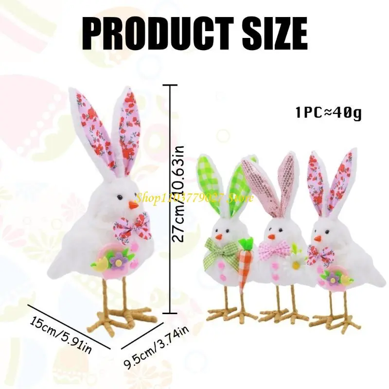 C4DF Holiday Fabric Bird Figurine Rabbit Lovely Plushie Spring Bird Statue for Home Decoration Ornament