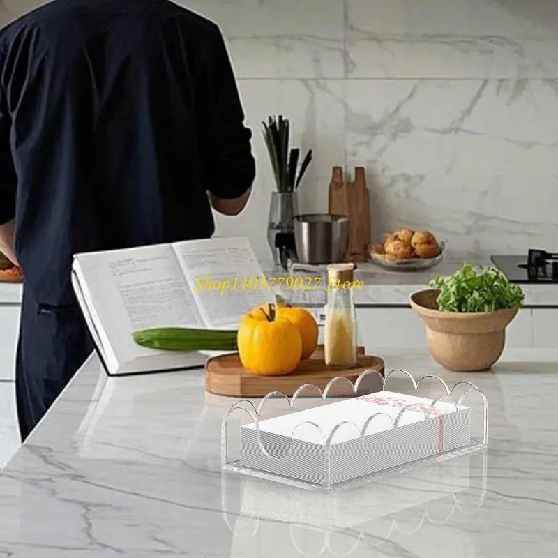 C4DF Multipurpose Acrylic Scalloped Desktop Tray for Wedding Party Decors Hotel Bathrooms and Household Storage