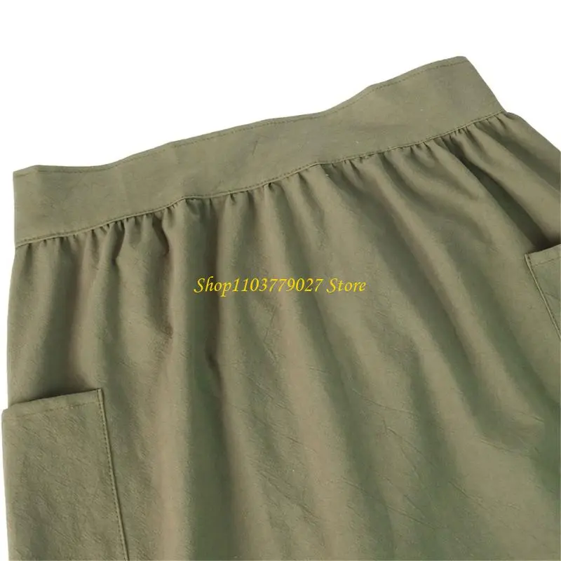 C4DF Adjustable Waist Apron Unisex Kitchen Wear Breathable Cotton Fabric Work Cloth For Grilling Crafting Home Professionl