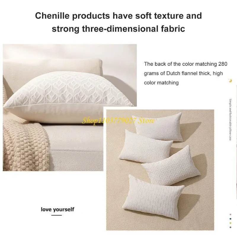 C4DF Romances Chenilles Pillow Cover Decorative Throw Pillow Cover Square Pillowcase For Holiday Homes Office Decoration