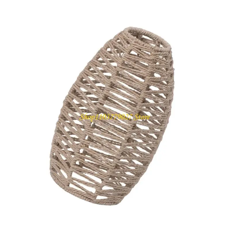 C4DF Hand Weaved Rope Chandelier Lampshade Hanging Light Shade Ceiling Pendant Lamp Shade Covers Imitation Rattan Lampshade