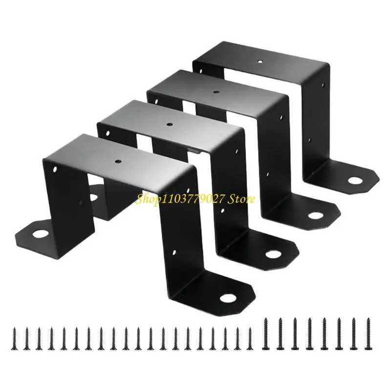 C4DF Pack Of 4 Effective Gazebo Mounting Bracket For 4x4inch Posts Metal Ties Fence Fixed Support for Garden Yard