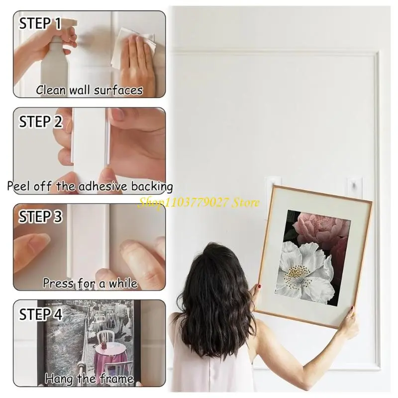 C4DF Surfaces Adhesive Hooks Strong Holders Wall Mounts for Photos Paintings Decors