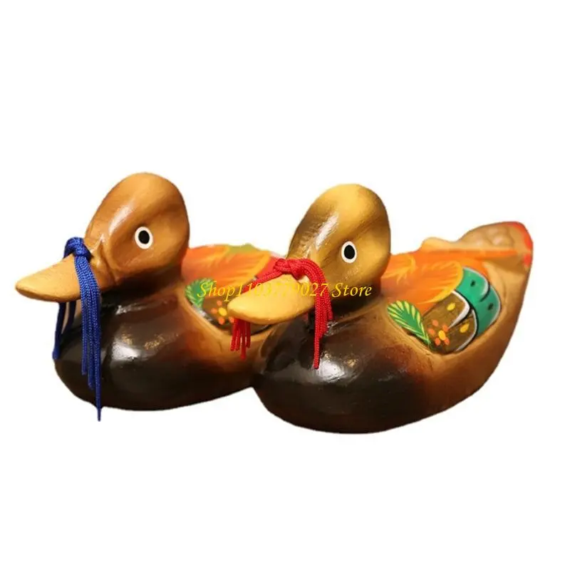C4DF Mandarin Duck Pair Colorful Handpainted Ornaments Wedding Anniversary Gift