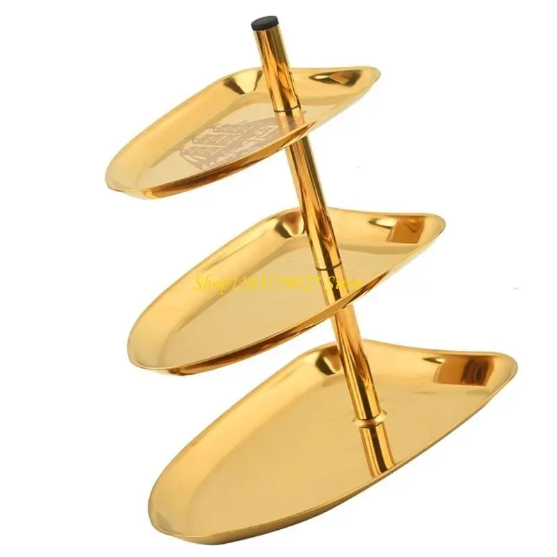 C4DF Practical Party Serving Plate Multilayer Snacks Fruits and Pastries Holder 430Stainless Steel Kitchen Display Shelf