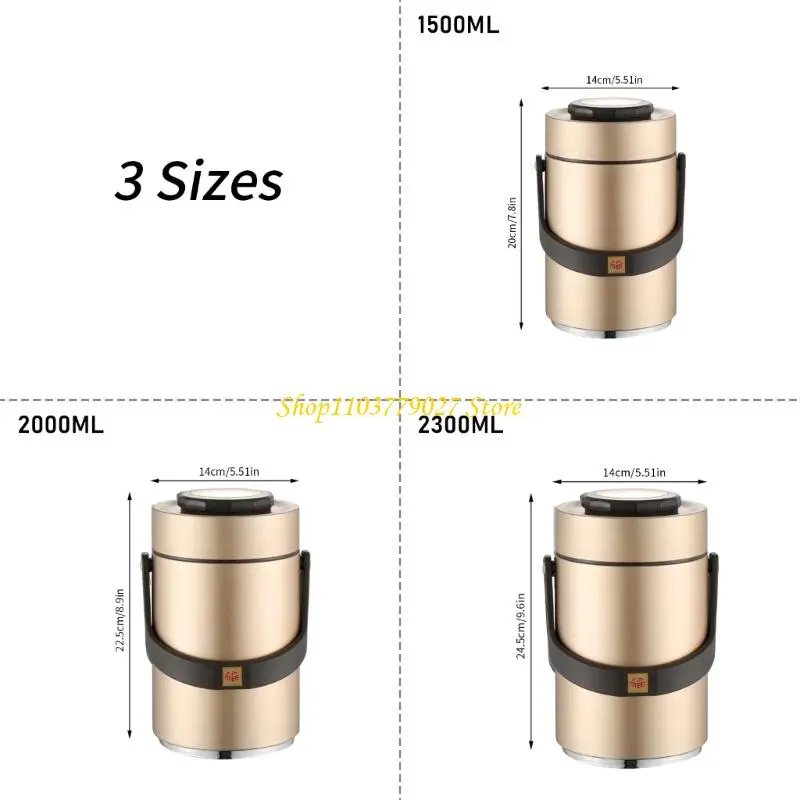 C4DF Thermal Insulated Wide Mouthes Soup Jar 3 Layer Stackable Bentos Box Leak proof 12H Heat Retention Lunch Container