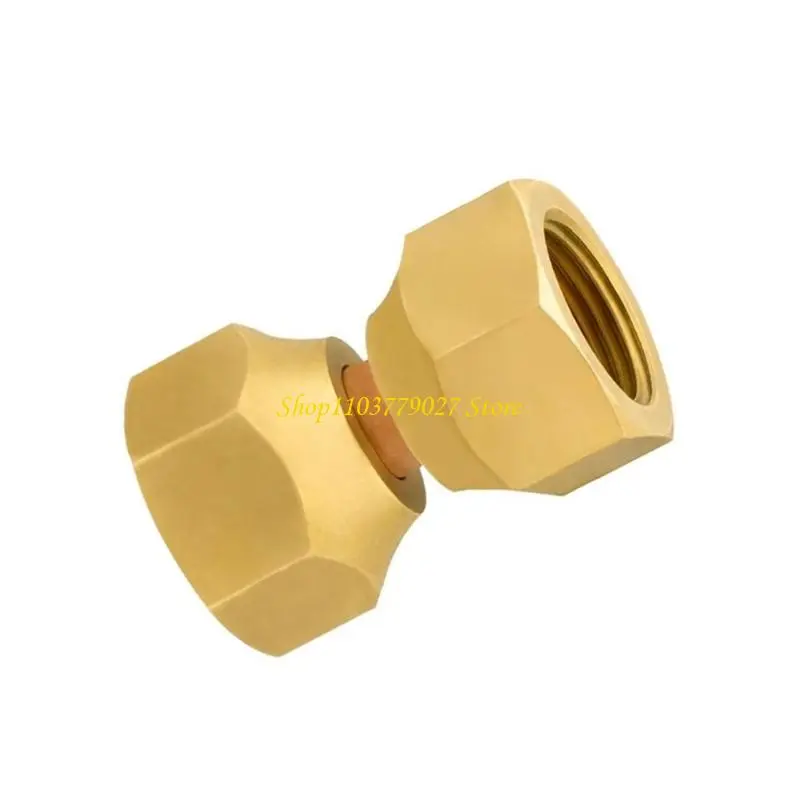 C4DF Portable Sturdy Brass Double Flares Tube Fitting Adapter for Natural Gas Lines 2 Pieces Set Daily Use Easy Installion