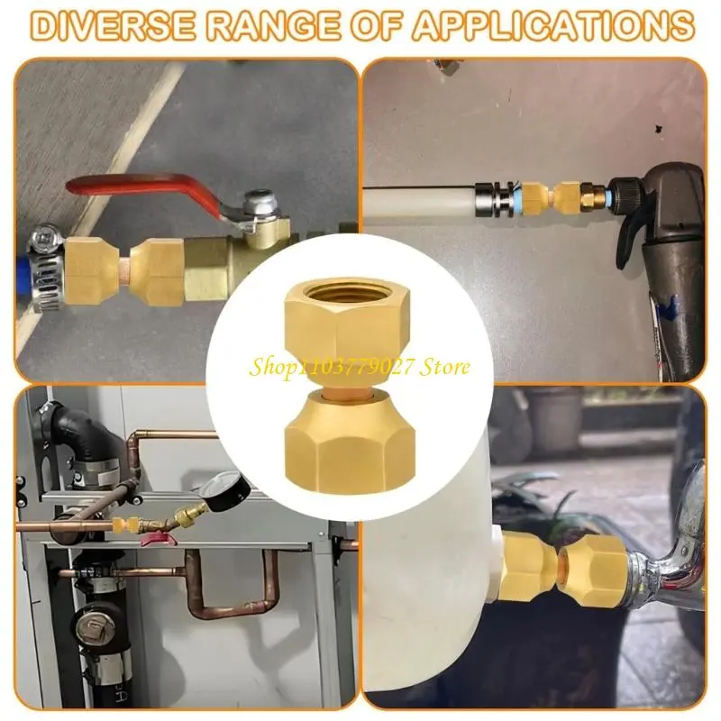 C4DF Portable Sturdy Brass Double Flares Tube Fitting Adapter for Natural Gas Lines 2 Pieces Set Daily Use Easy Installion